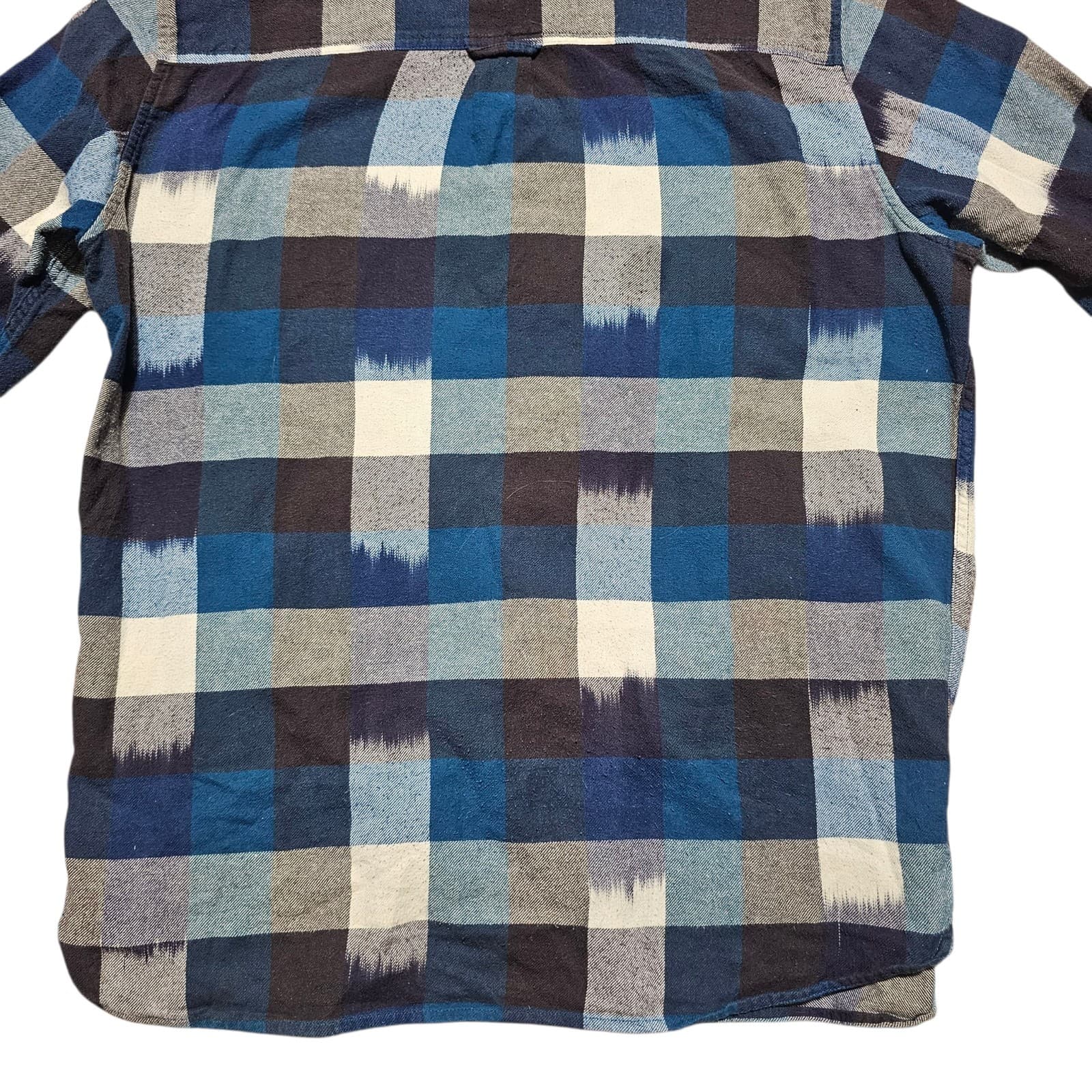 Woolrich Snap Up L/S Shirt Blue Black Indian Plaid Check Cotton Flannel Mens L - Thumbnail 10