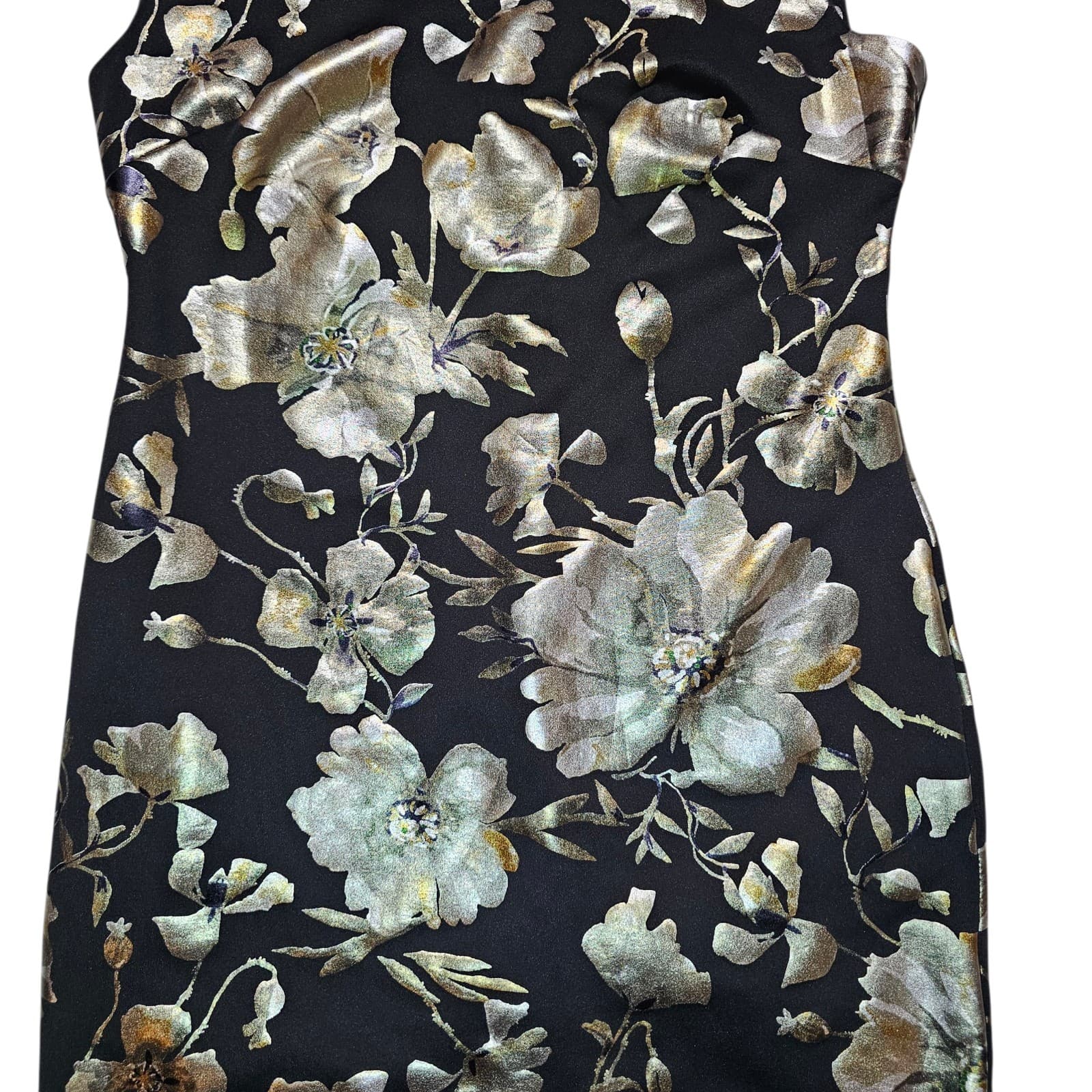 roz & ALI Sheath Dress Black with Shiny Floral Pattern size 12 - Thumbnail 4