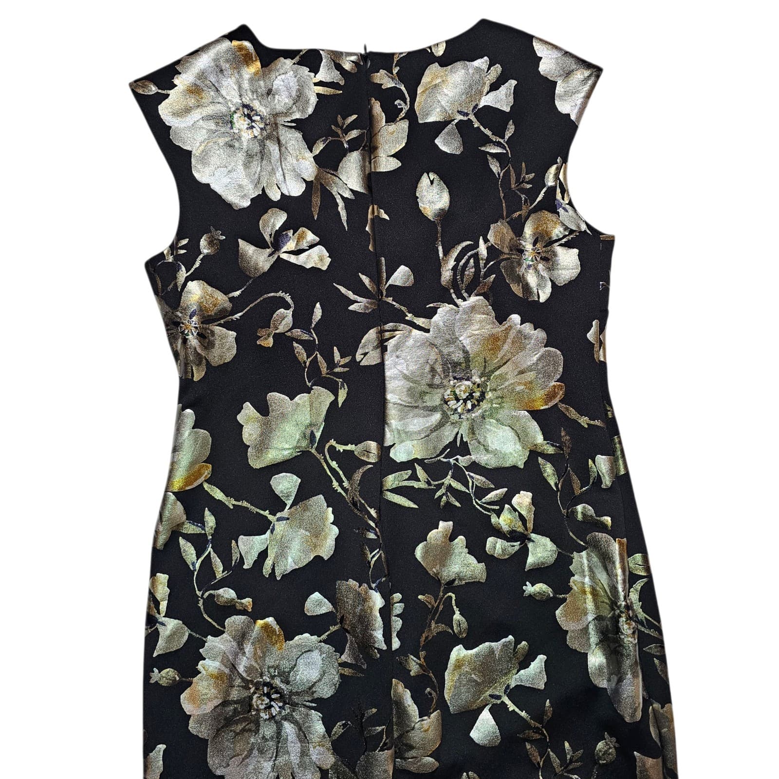 roz & ALI Sheath Dress Black with Shiny Floral Pattern size 12 - Thumbnail 6