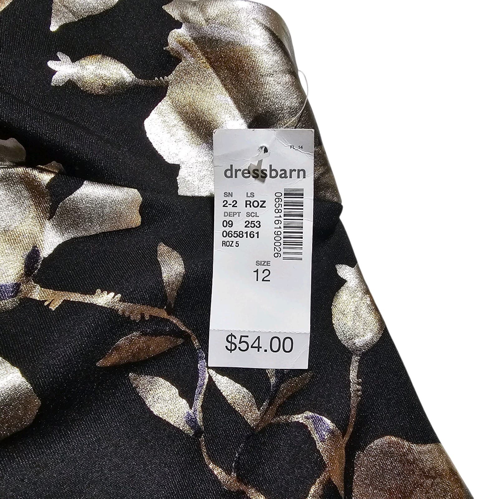 roz & ALI Sheath Dress Black with Shiny Floral Pattern size 12 - Thumbnail 10