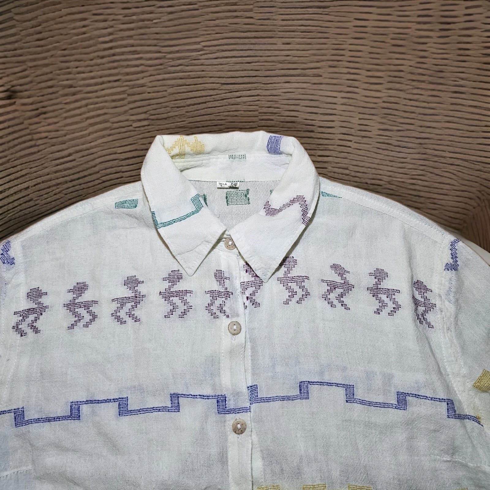 Made In Guatamala Button Up Shirt Womans Large - Thumbnail 2