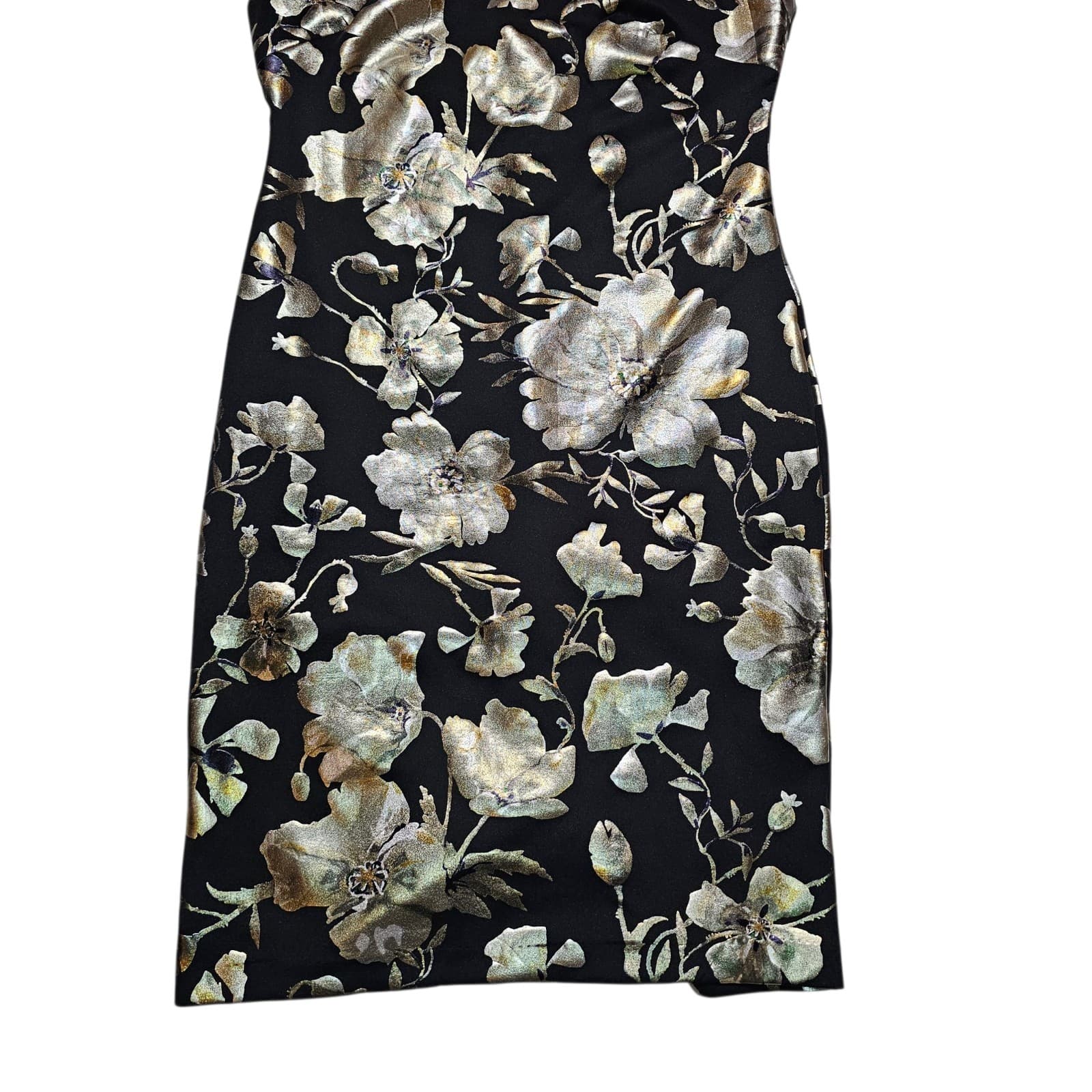roz & ALI Sheath Dress Black with Shiny Floral Pattern size 12 - Thumbnail 3