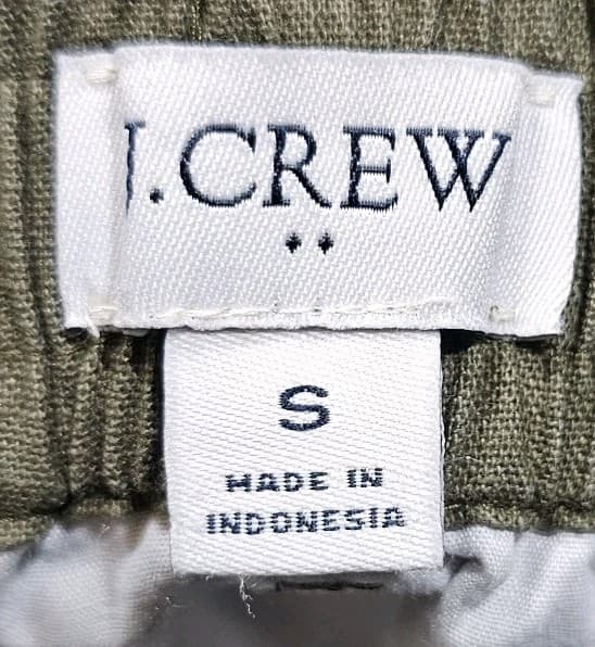 J Crew Paper Bag Linen/Cotton Olive Green Mini Skirt Tie Waist Size Small - Thumbnail 8