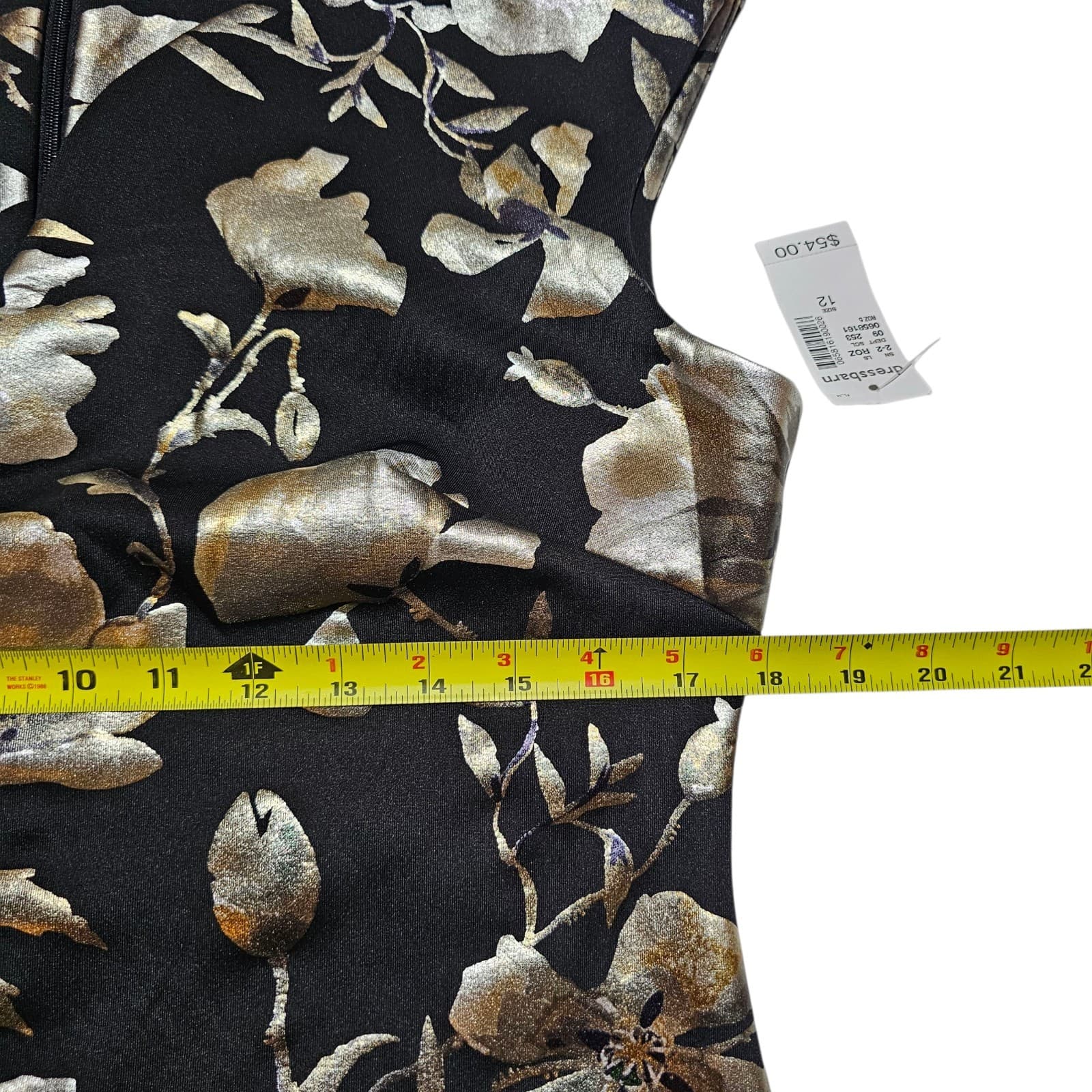 roz & ALI Sheath Dress Black with Shiny Floral Pattern size 12 - Thumbnail 11