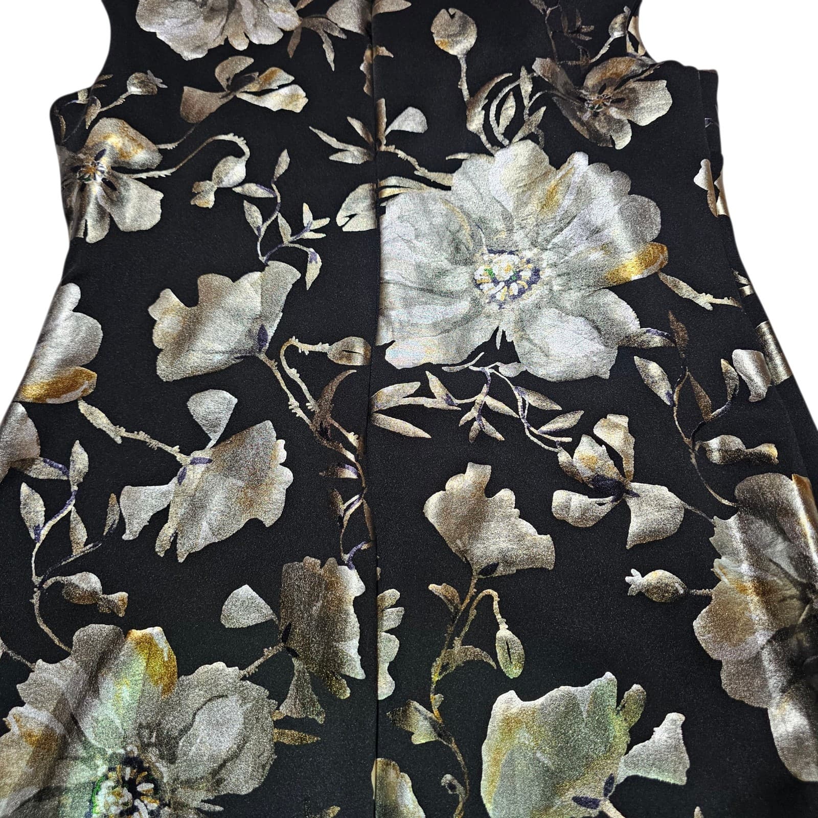 roz & ALI Sheath Dress Black with Shiny Floral Pattern size 12 - Thumbnail 9