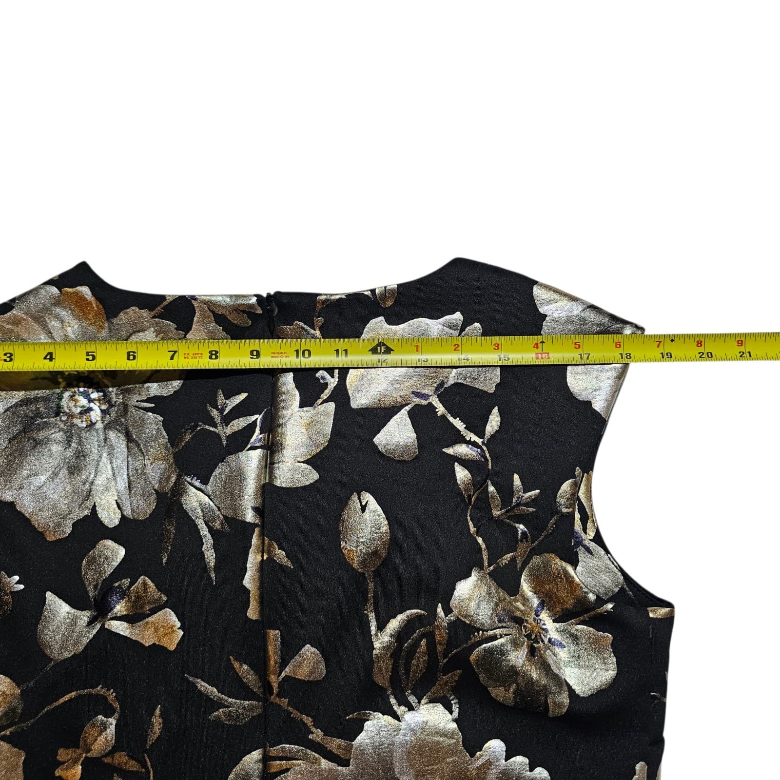 roz & ALI Sheath Dress Black with Shiny Floral Pattern size 12 - Thumbnail 12