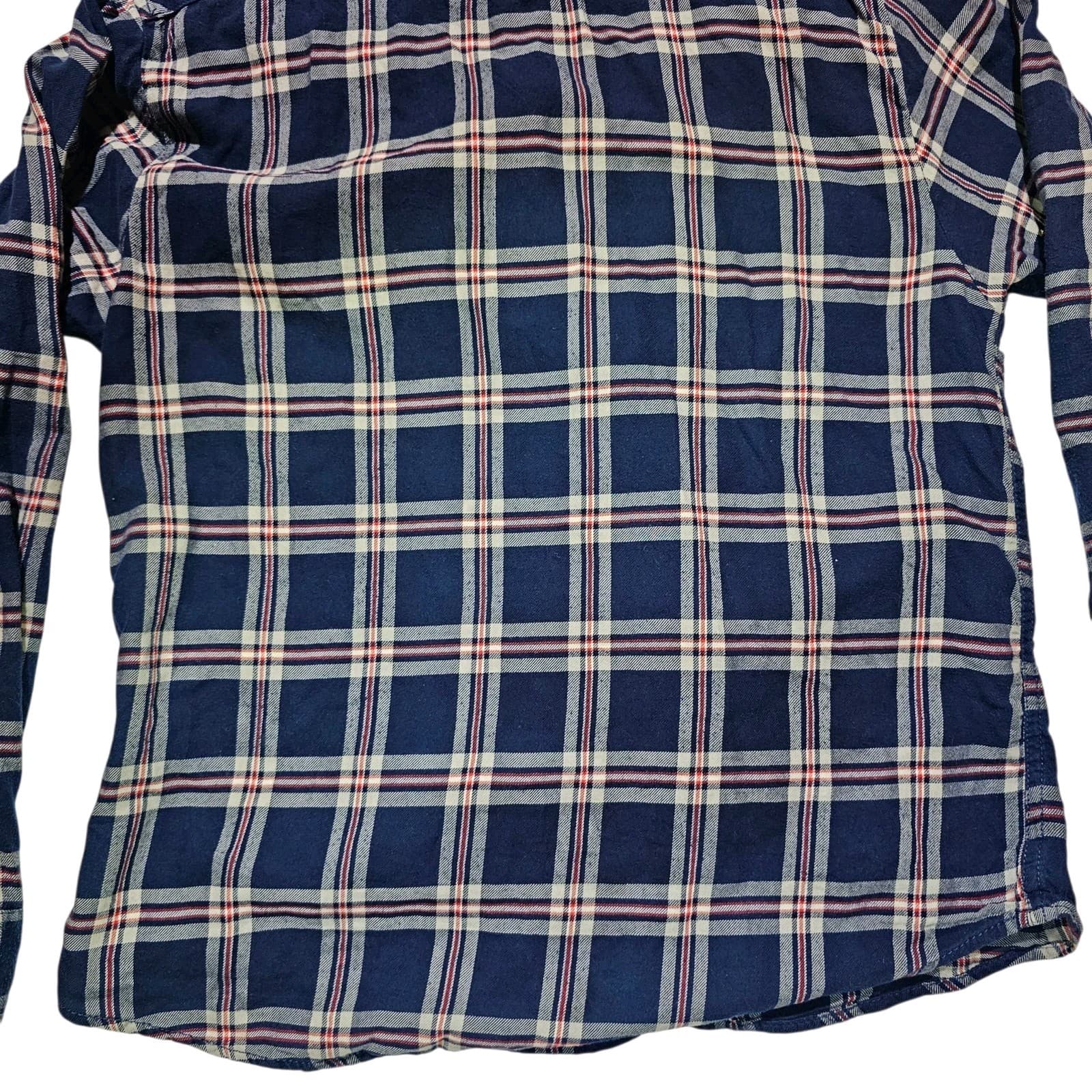 Bea Jachs Girlfriend Shirt Womens Medium Red Blue Soft Flannel Plaid snap Button - Thumbnail 11