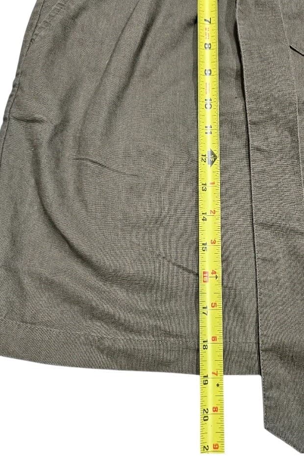 J Crew Paper Bag Linen/Cotton Olive Green Mini Skirt Tie Waist Size Small - Thumbnail 5