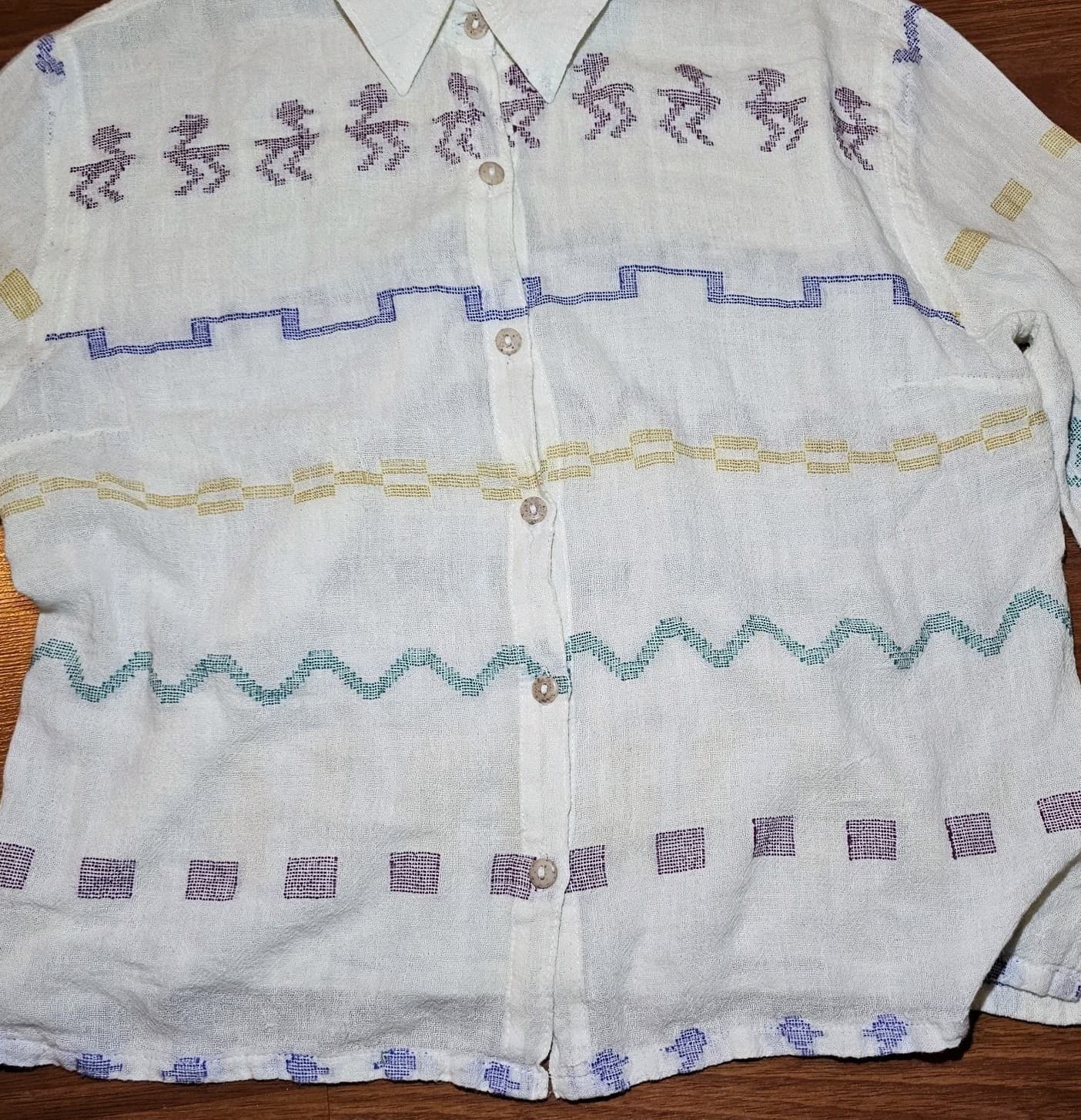 Made In Guatamala Button Up Shirt Womans Large - Thumbnail 3