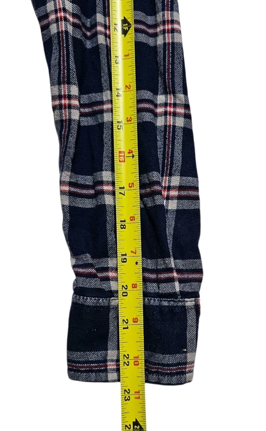 Bea Jachs Girlfriend Shirt Womens Medium Red Blue Soft Flannel Plaid snap Button - Thumbnail 14