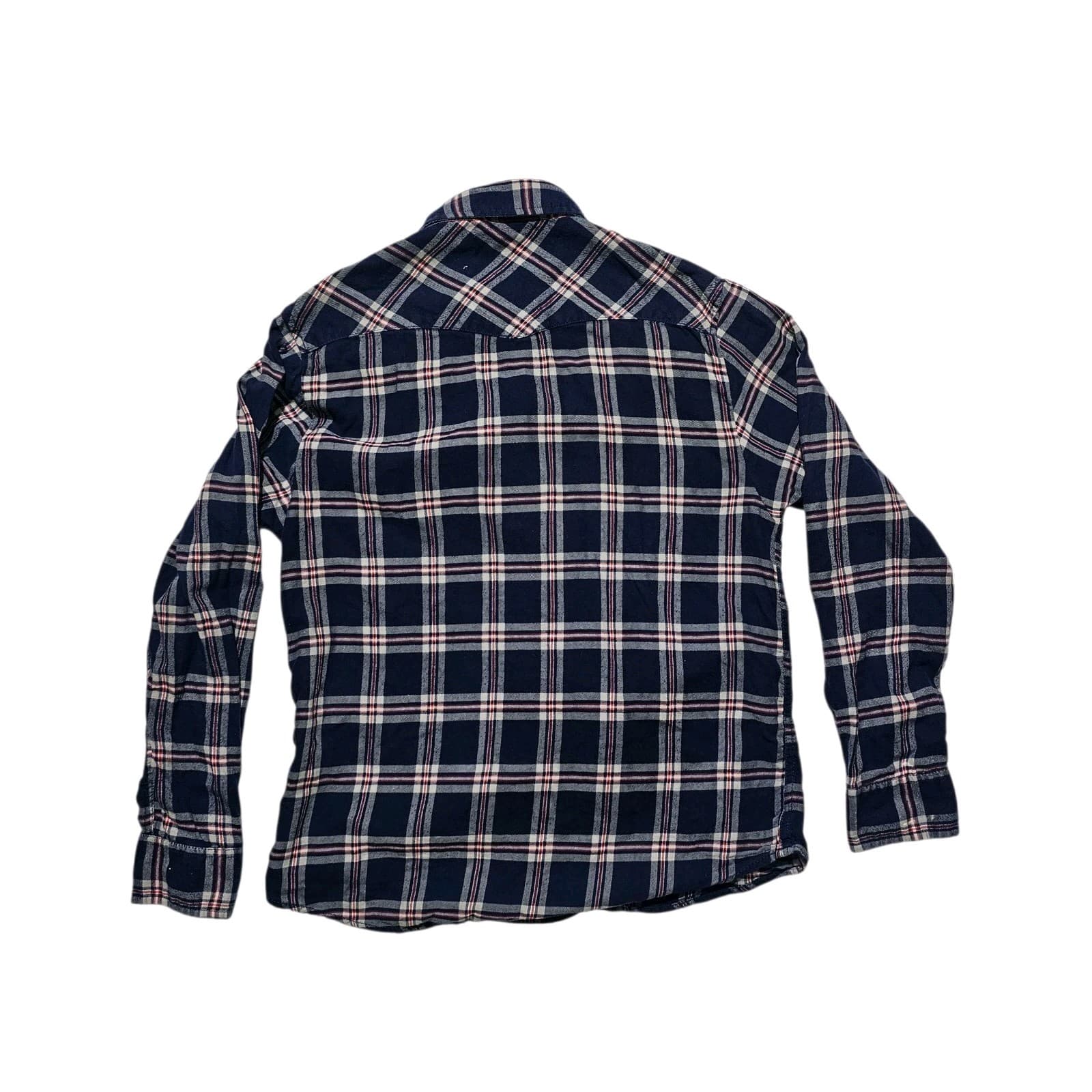 Bea Jachs Girlfriend Shirt Womens Medium Red Blue Soft Flannel Plaid snap Button - Thumbnail 9