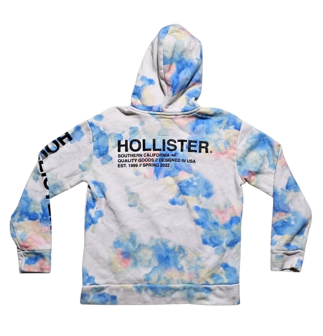 Hollister Mens White Tie-Dye Logo Pullover Hoodie Sweatshirt Size Medium - Thumbnail 6