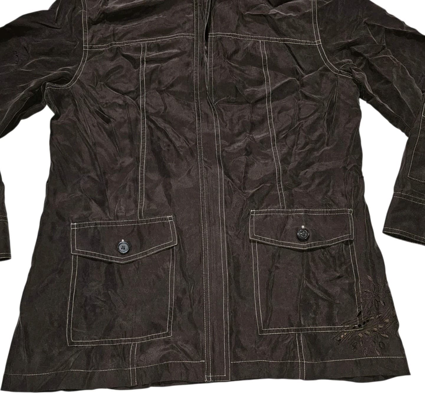 Chico's Zenergy Woman's Sandra Light Jacket Size L/12 Washed Silk Chocolate - Thumbnail 3