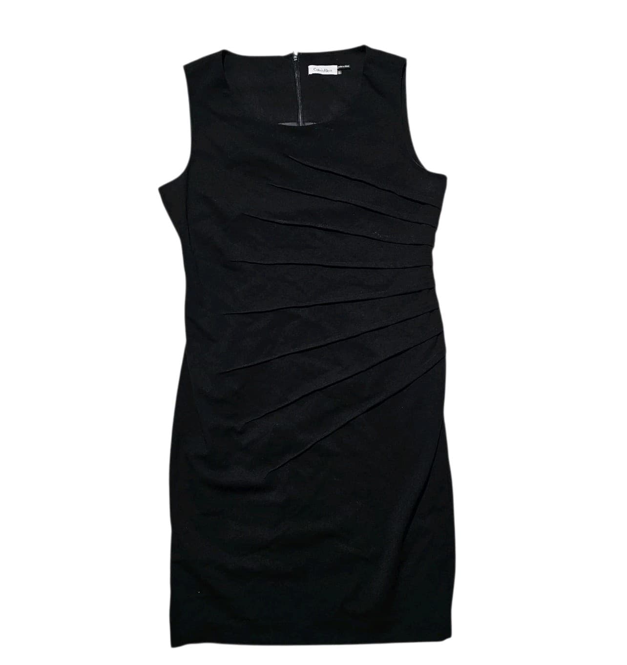 Calvin Klein Black Sleeveless Pleated Career Cocktail Sheath Dress Women Size 12