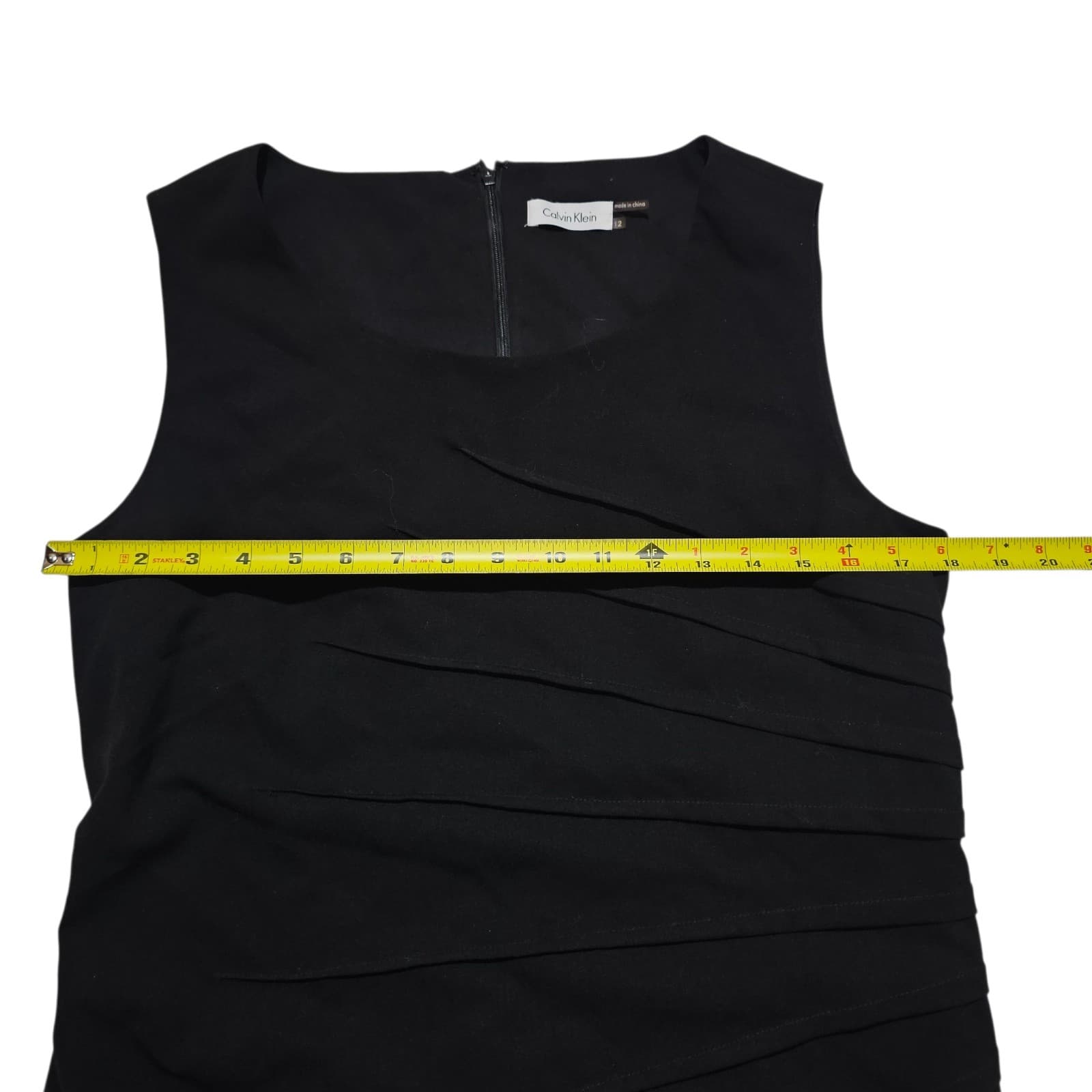 Calvin Klein Black Sleeveless Pleated Career Cocktail Sheath Dress Women Size 12 - Thumbnail 12
