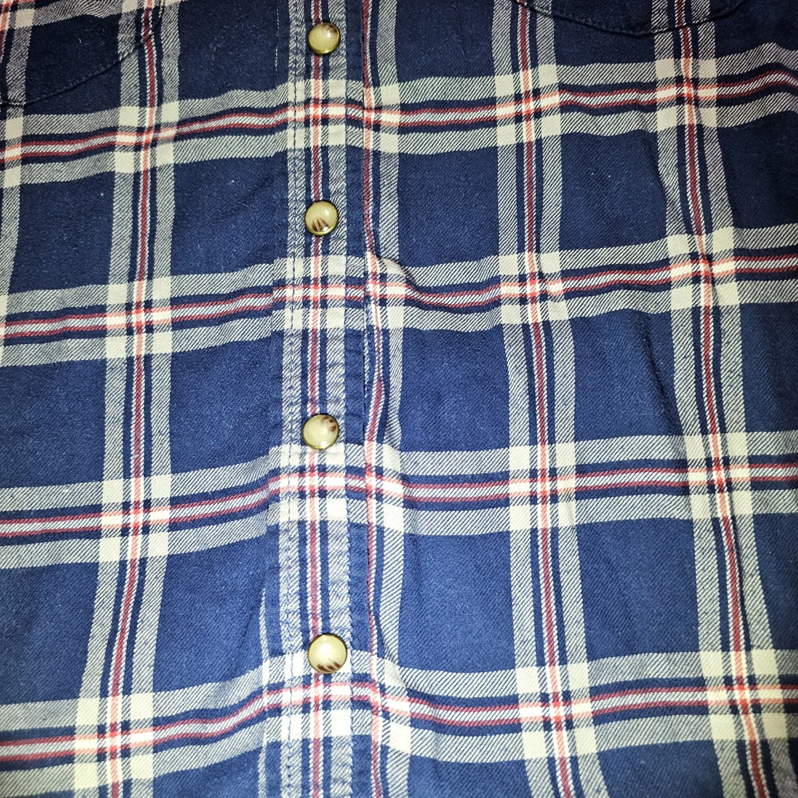 Bea Jachs Girlfriend Shirt Womens Medium Red Blue Soft Flannel Plaid snap Button - Thumbnail 16