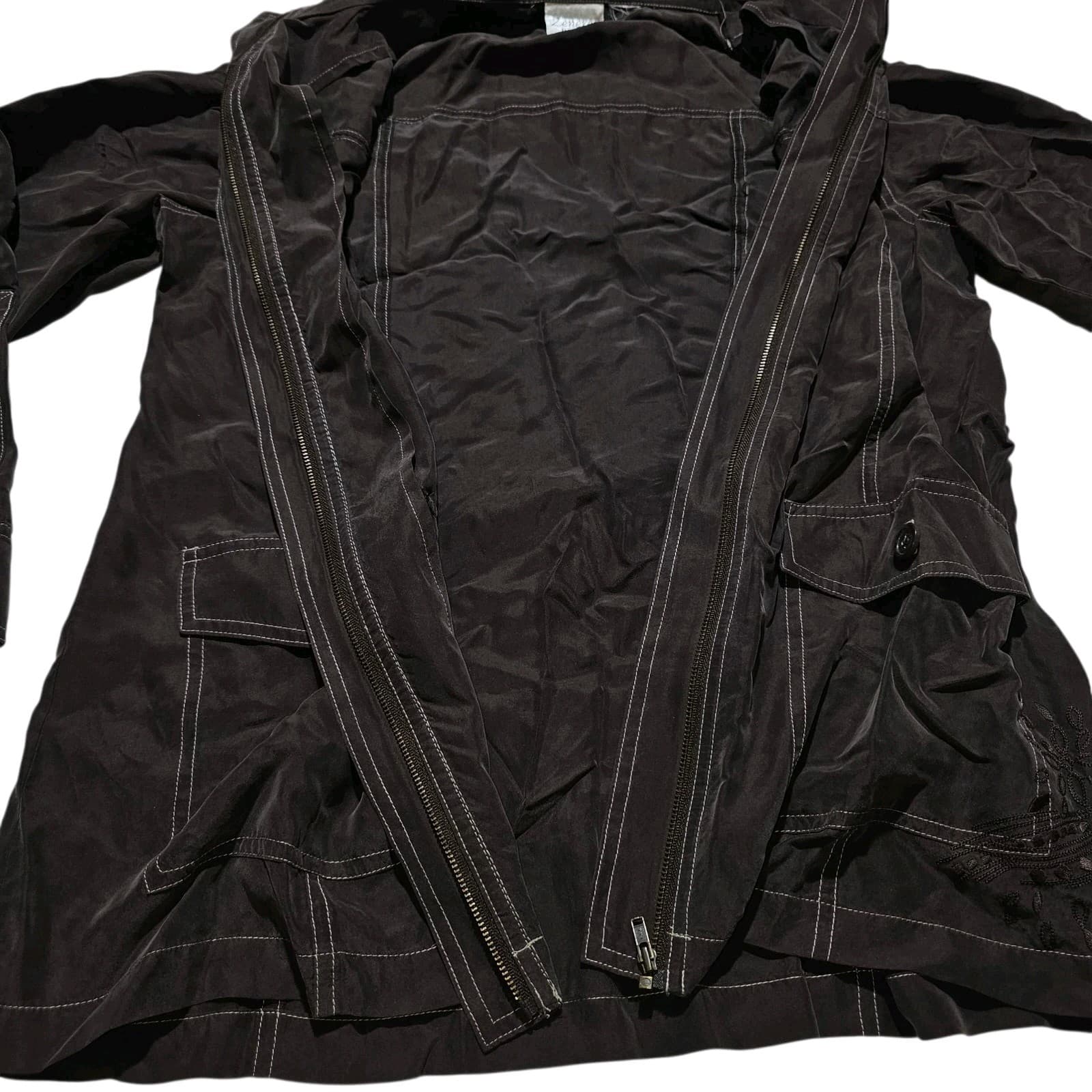 Chico's Zenergy Woman's Sandra Light Jacket Size L/12 Washed Silk Chocolate - Thumbnail 6