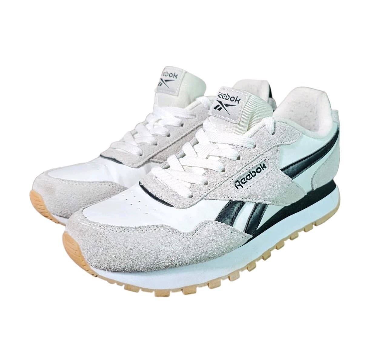 Reebok Harman Run Double Gray White Black Sneakers Shoes Size 7.5 Womans