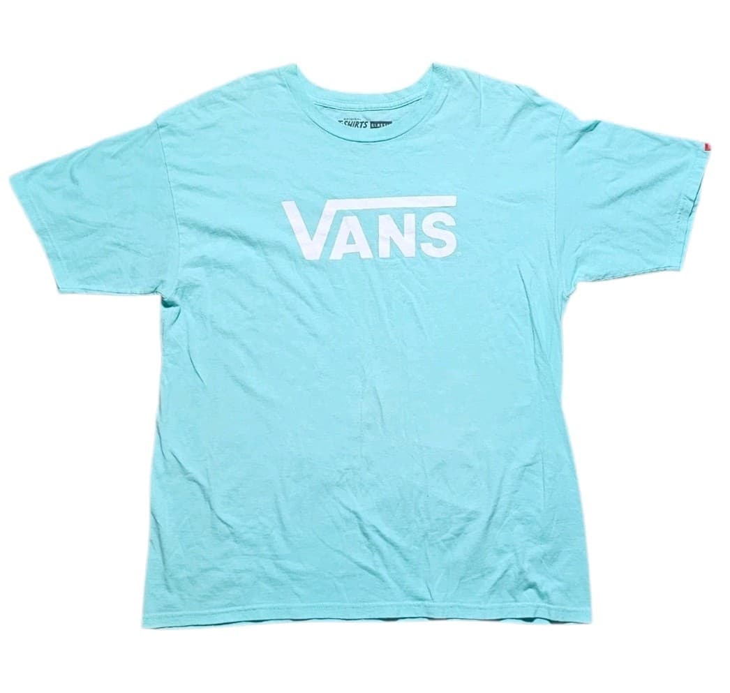 Vans Classic Fit Short Sleeve T-Shirt Size L Mint Green 100% Cotton Streetwear
