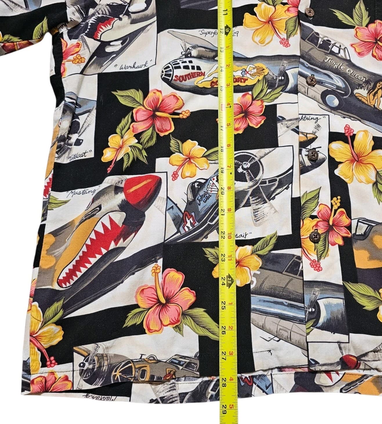 Kalaheo WWII Fighter Plane Bomber Shirt Hawaiian Camp Aloha Mens Vintage Large - Thumbnail 11