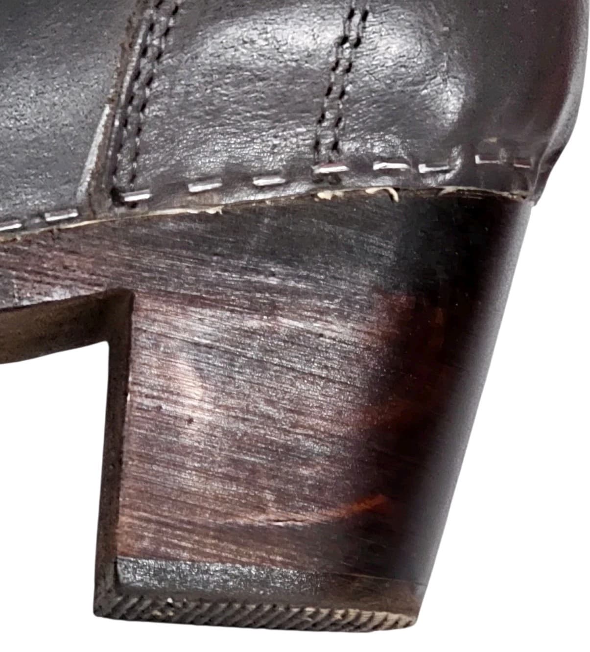 Maguba Auckland Handmade Swedish Leather Clog Boots Grey Wood Heel Size Eu[37] - Thumbnail 5