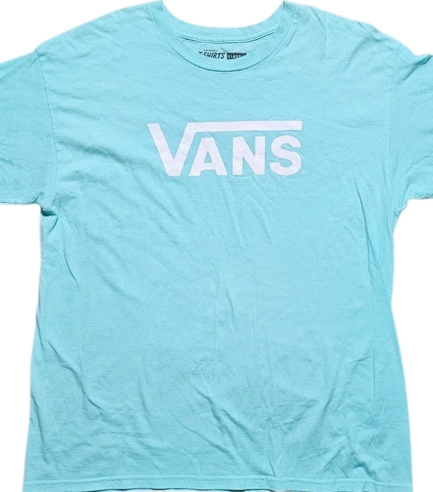 Vans Classic Fit Short Sleeve T-Shirt Size L Mint Green 100% Cotton Streetwear - Thumbnail 2