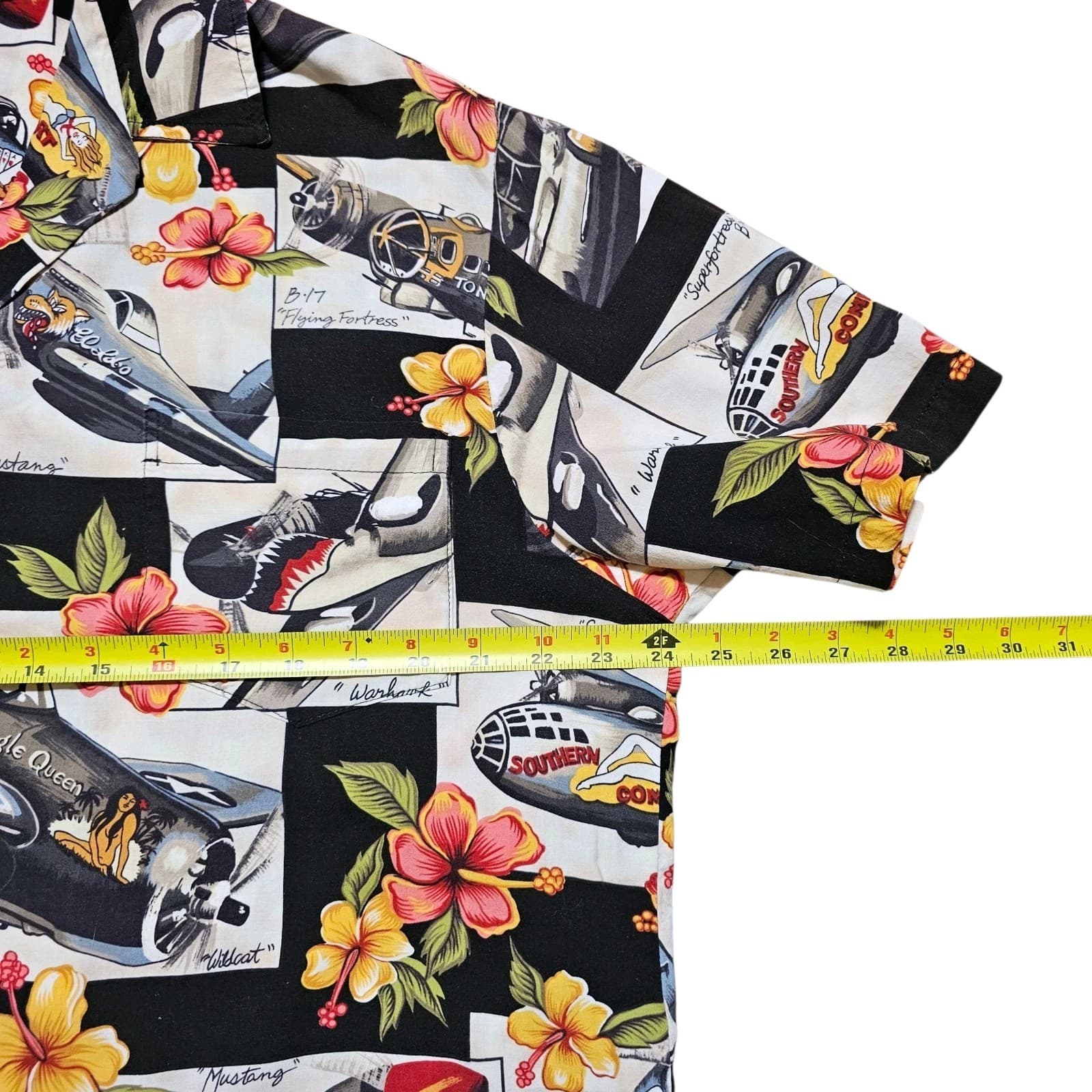 Kalaheo WWII Fighter Plane Bomber Shirt Hawaiian Camp Aloha Mens Vintage Large - Thumbnail 10