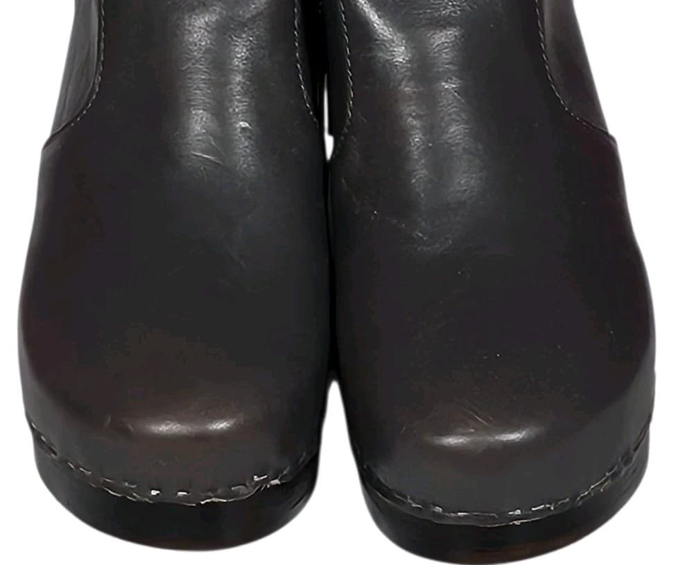 Maguba Auckland Handmade Swedish Leather Clog Boots Grey Wood Heel Size Eu[37] - Thumbnail 7
