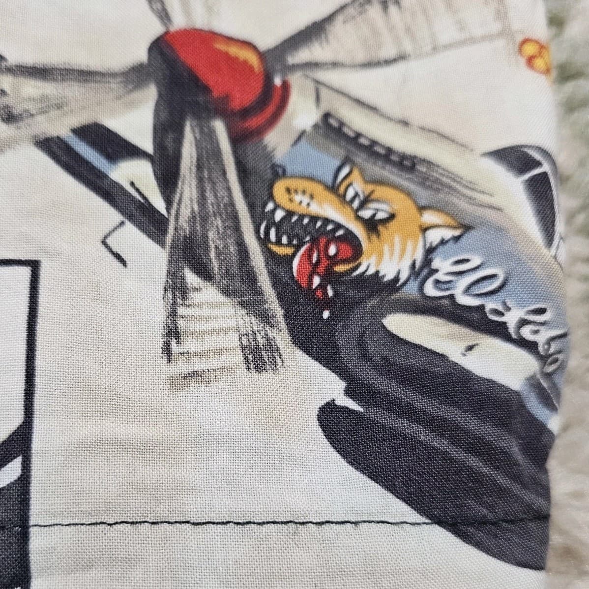 Kalaheo WWII Fighter Plane Bomber Shirt Hawaiian Camp Aloha Mens Vintage Large - Thumbnail 17