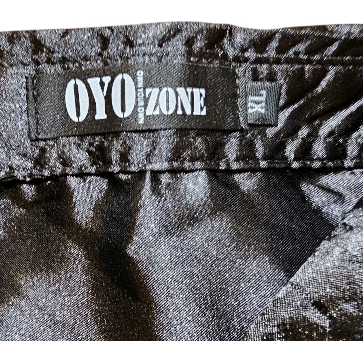 Oyo Zone Black Satin Button Down Shirt - Thumbnail 9