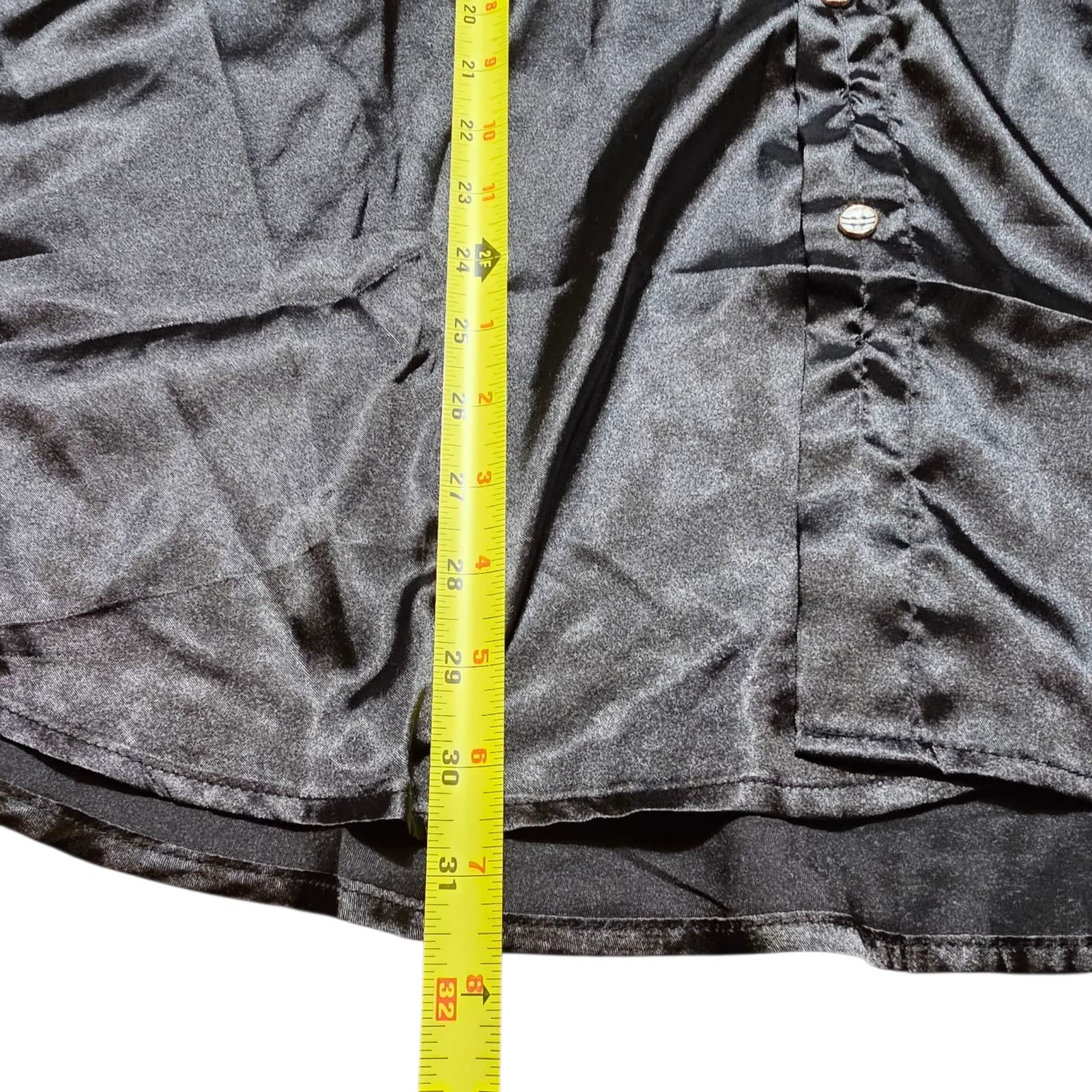 Oyo Zone Black Satin Button Down Shirt - Thumbnail 17
