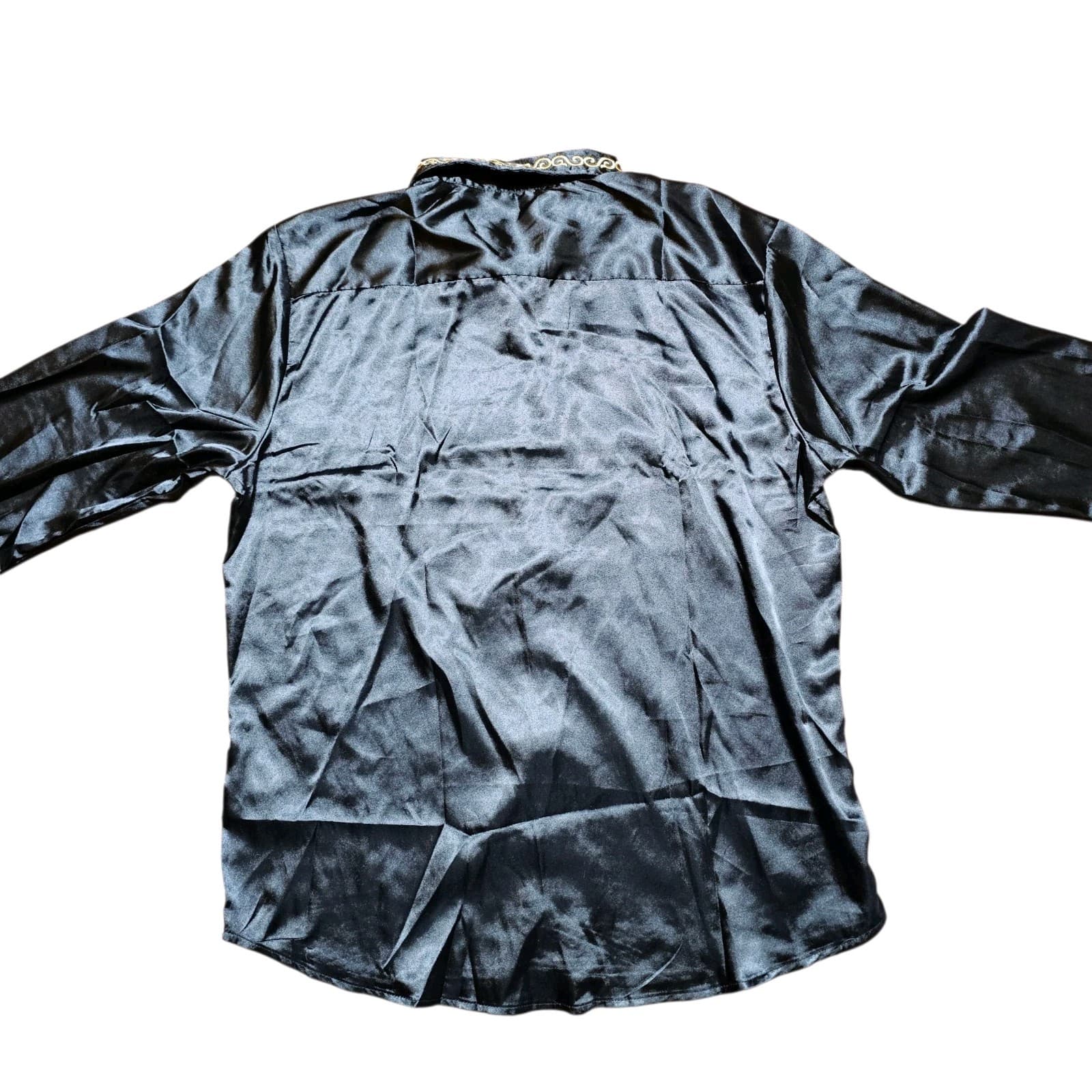Oyo Zone Black Satin Button Down Shirt - Thumbnail 15