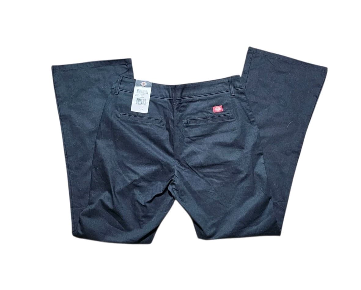 Dickies Women's 10R Slim Fit Bootcut Stretch Twill Pants Black Casual Workwear