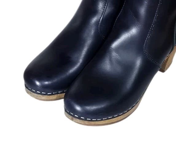Magabu Auckland Sweeden Black Leather Clog Boot Wood Heel Woman Eu(37) Handmade - Thumbnail 6