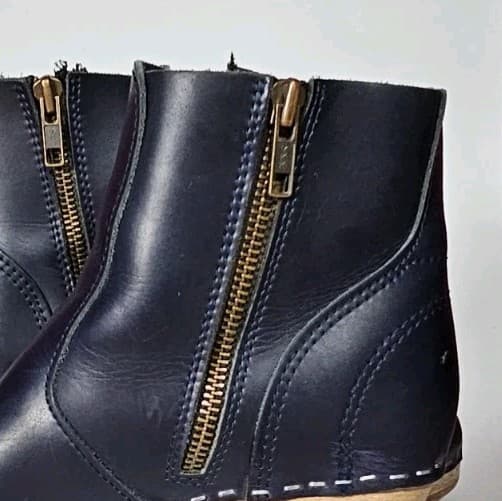 Magabu Auckland Sweeden Black Leather Clog Boot Wood Heel Woman Eu(37) Handmade - Thumbnail 10