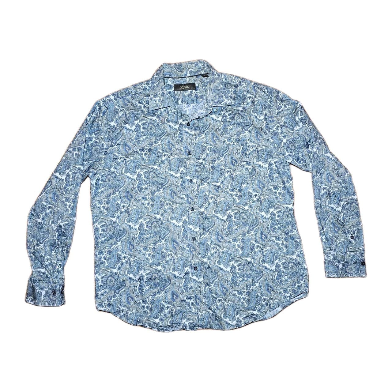 Tasso Elba Shirt Mens Large Blue Paisley Long Sleeve Button Up