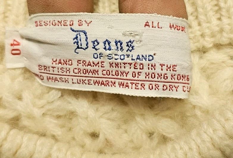 Deans Of Scotland White Cable Knit Vintage 100% Wool Sweater Size 40(m) - Thumbnail 9