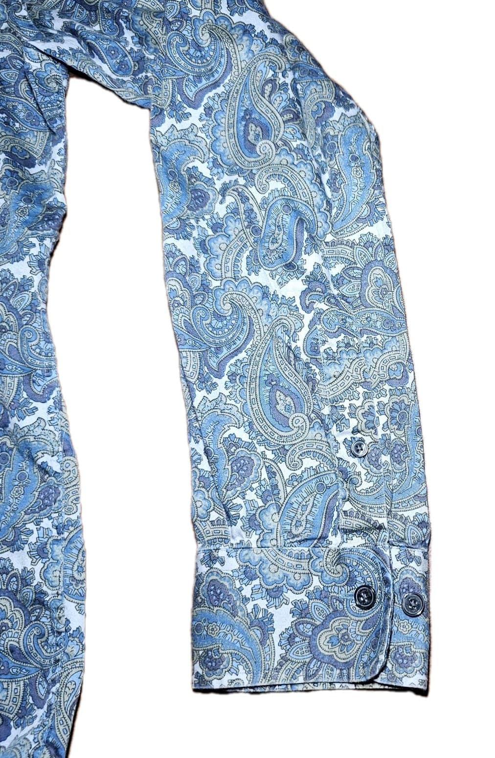 Tasso Elba Shirt Mens Large Blue Paisley Long Sleeve Button Up - Thumbnail 7