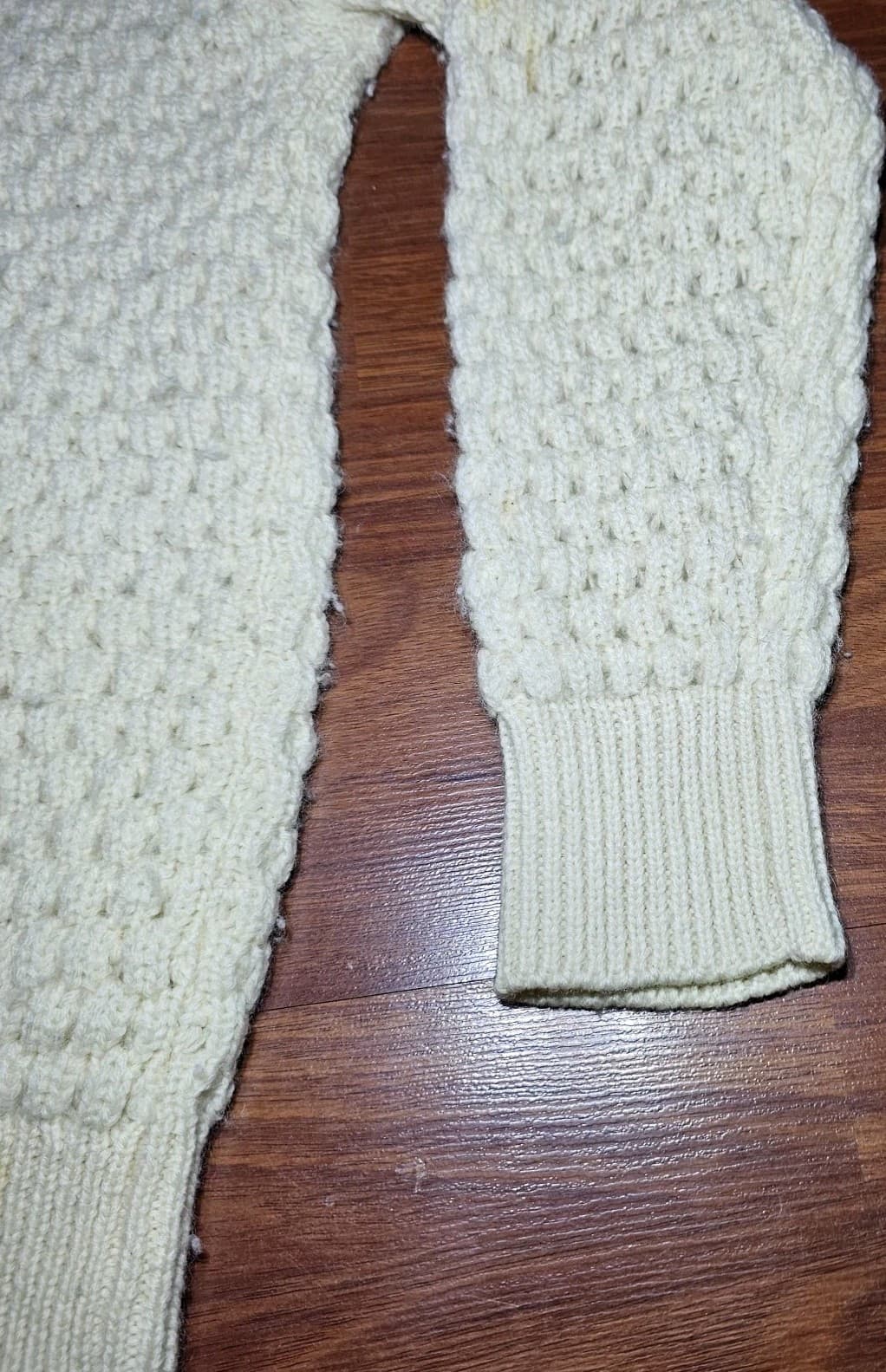 Deans Of Scotland White Cable Knit Vintage 100% Wool Sweater Size 40(m) - Thumbnail 4