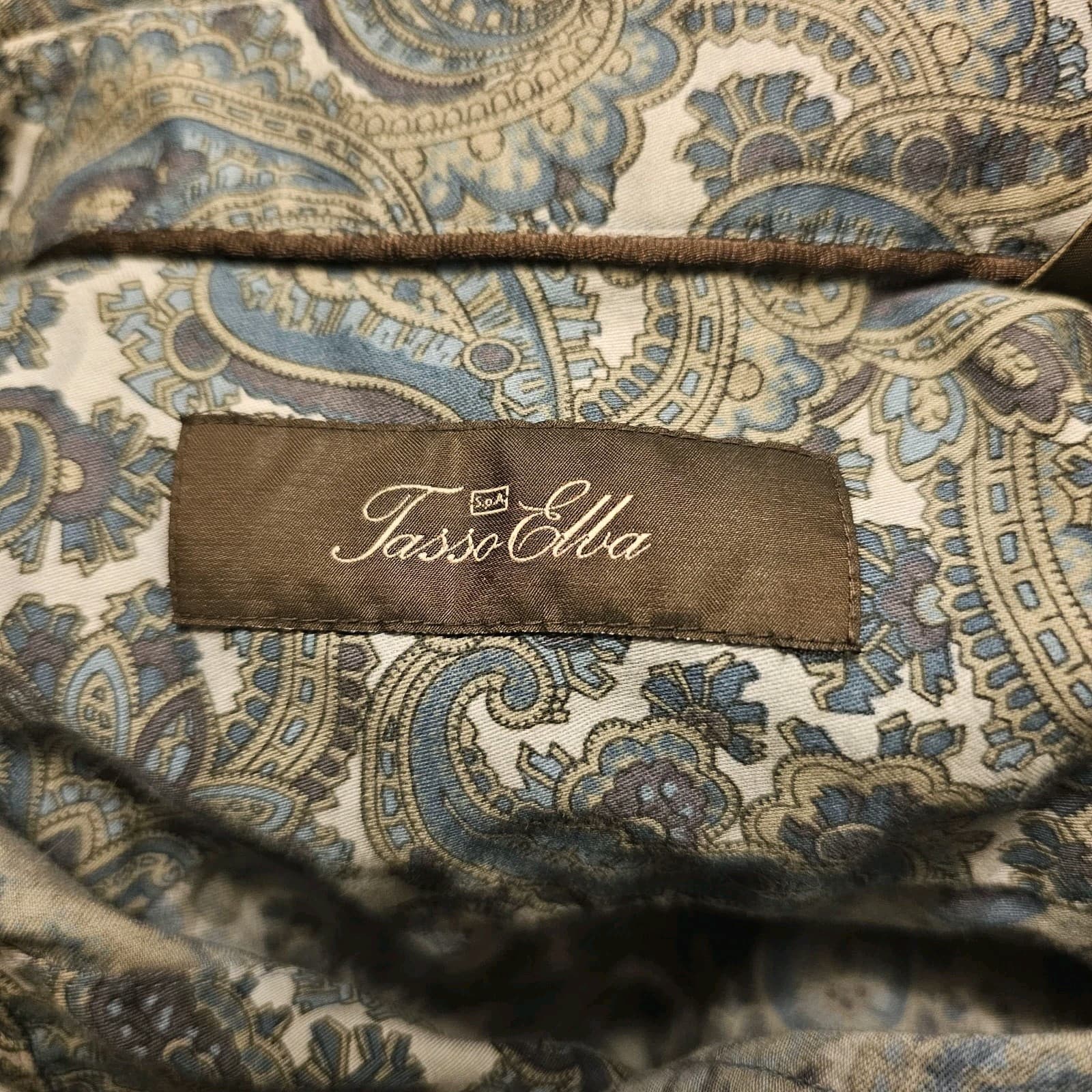 Tasso Elba Shirt Mens Large Blue Paisley Long Sleeve Button Up - Thumbnail 15
