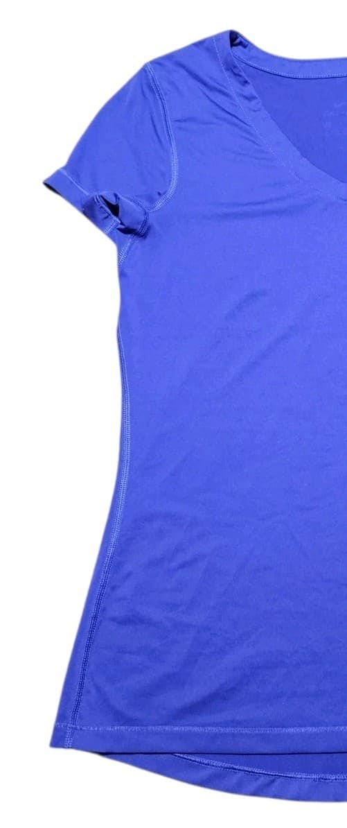 Nike Dri-Fit Athletic Cut Short Sleeve Shirt V-Neck Pueple Womans Size Medium - Thumbnail 3