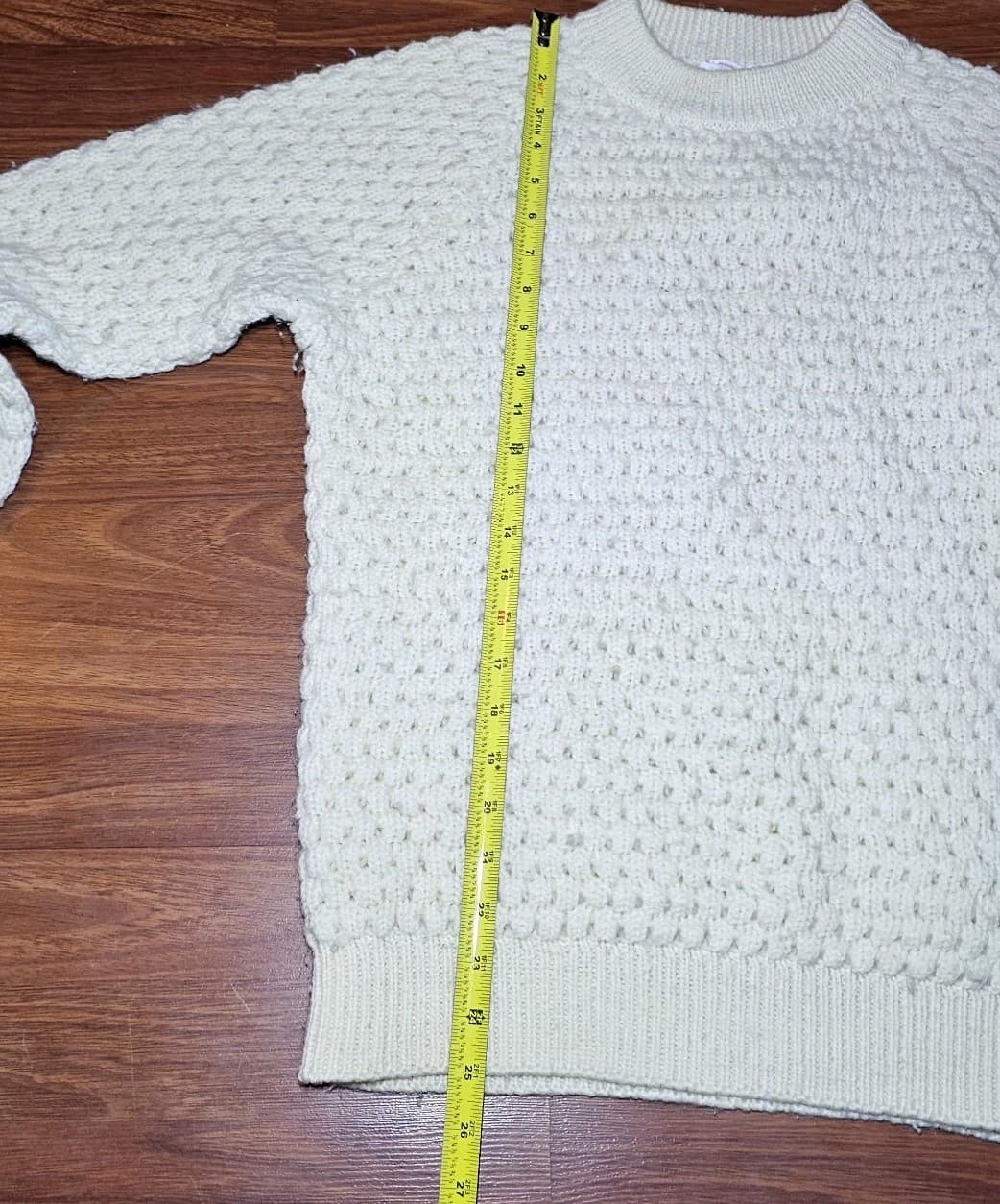 Deans Of Scotland White Cable Knit Vintage 100% Wool Sweater Size 40(m) - Thumbnail 10