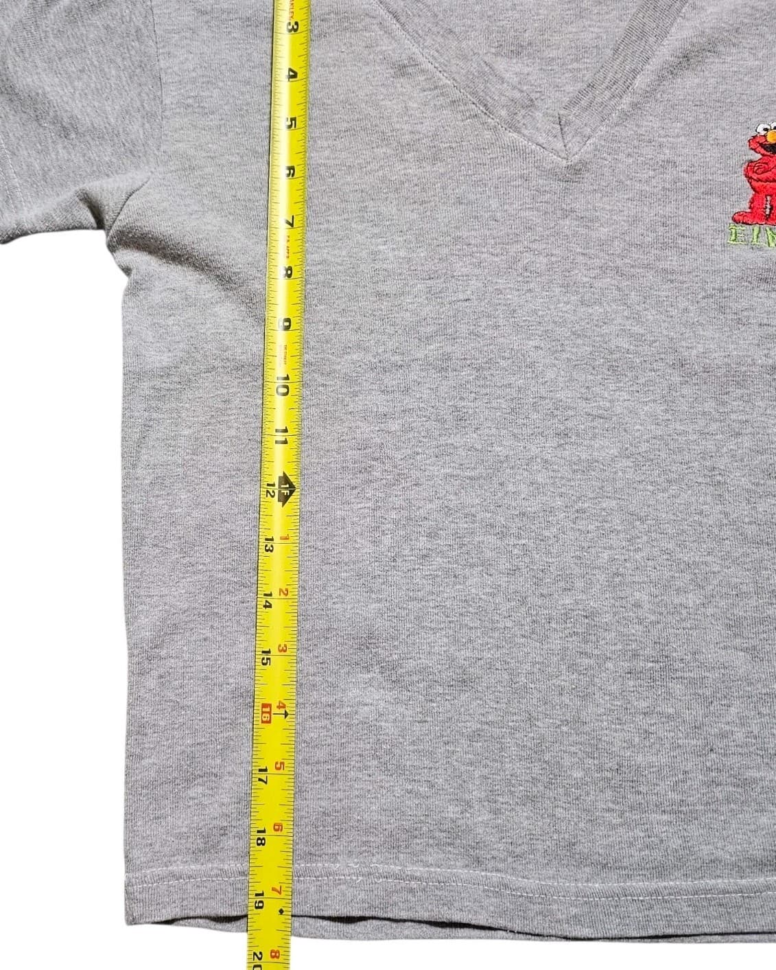 Vintage 90s Sesame Street Elmo Embroidered V Neck Grey Youth M - Thumbnail 6