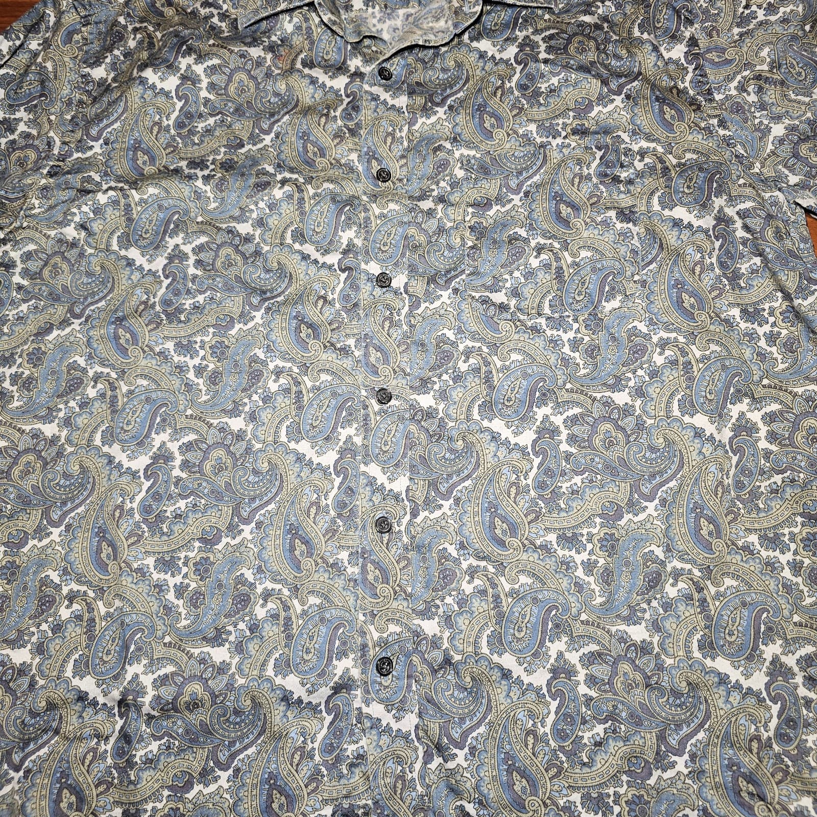 Tasso Elba Shirt Mens Large Blue Paisley Long Sleeve Button Up - Thumbnail 8