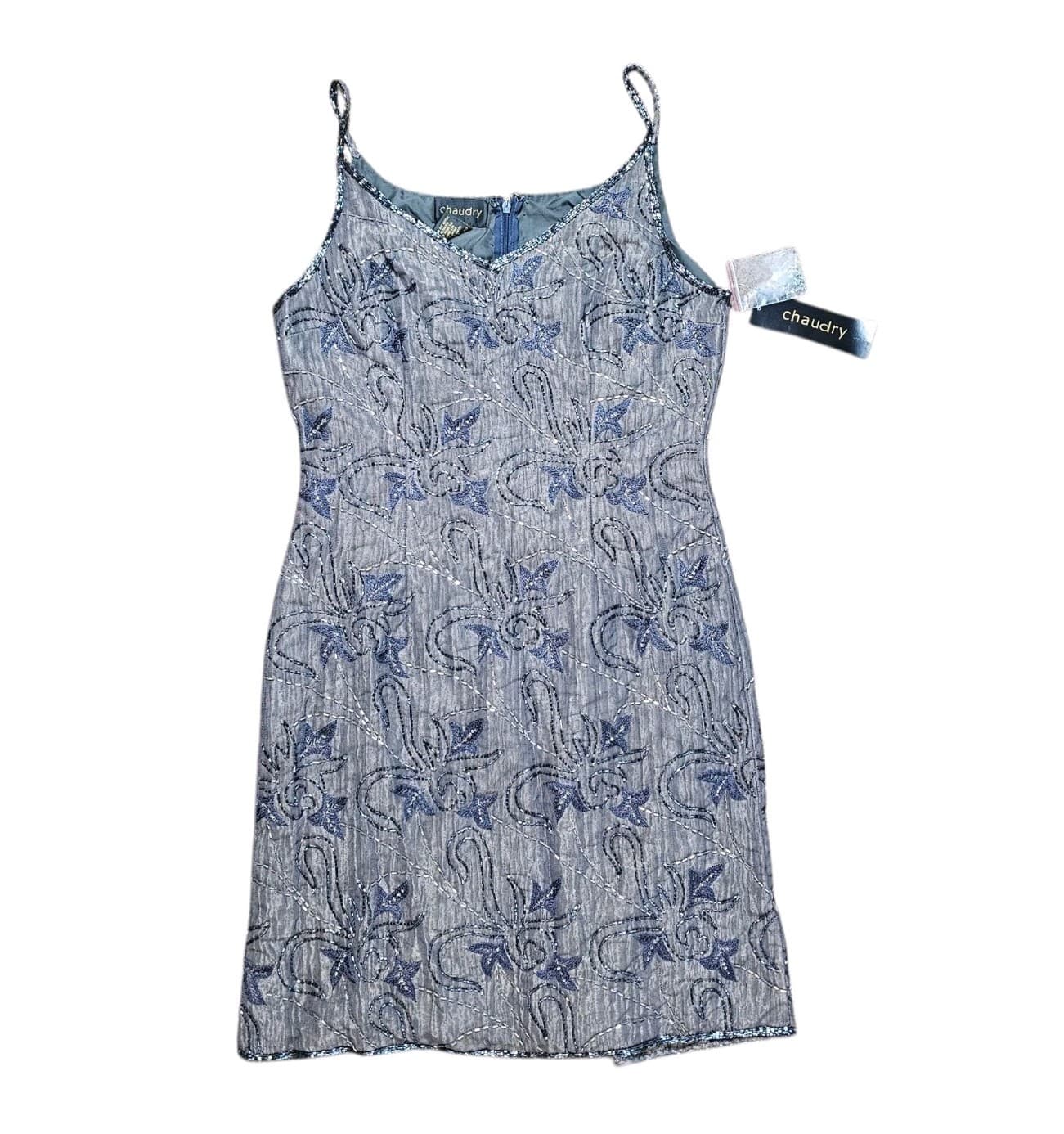 Chaudry Nwt Beadedand Embroidered Floral Dress Womans Size M