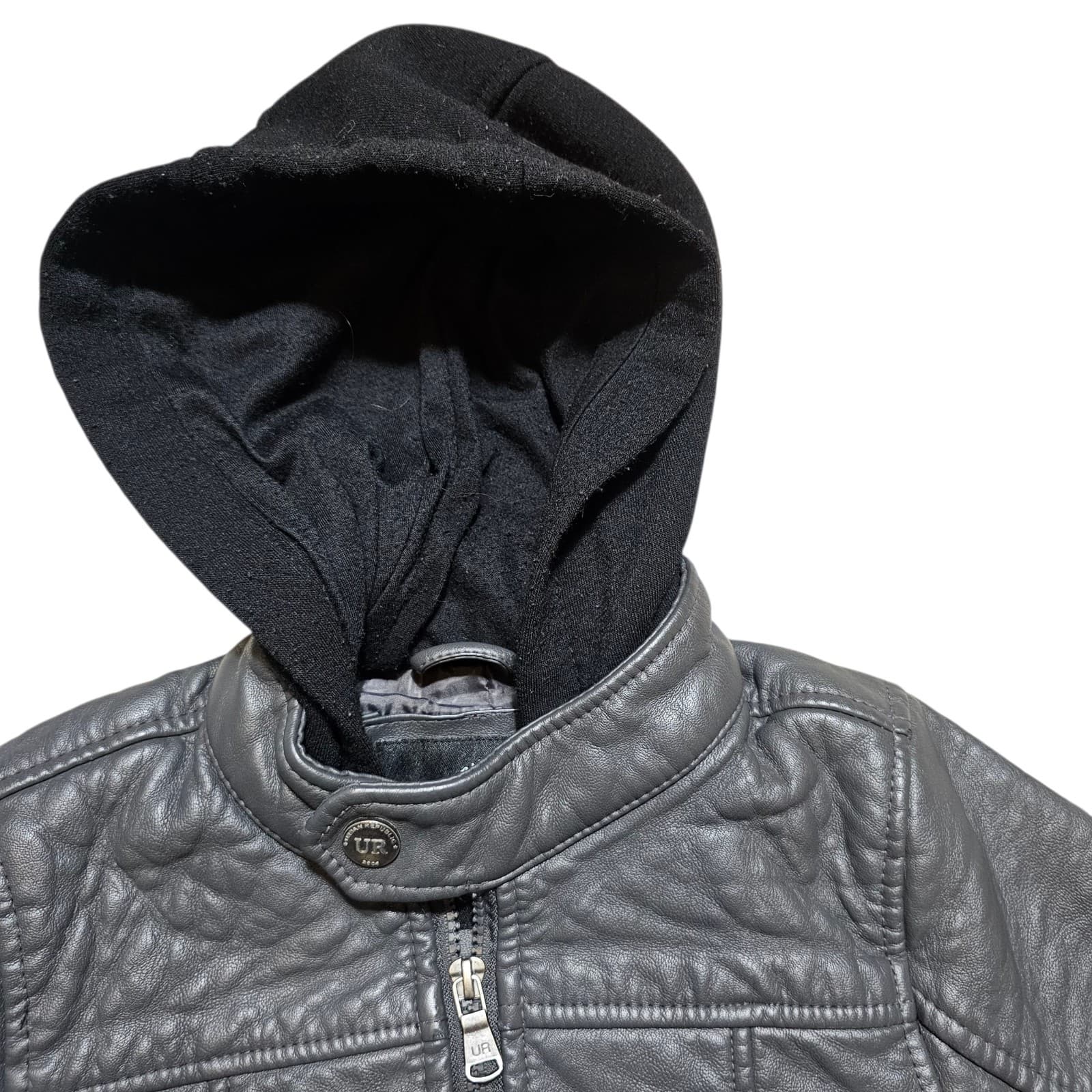 Urban Republic Hooded Faux Leather Bomber Jacket Boys Size 5/6 - Thumbnail 7