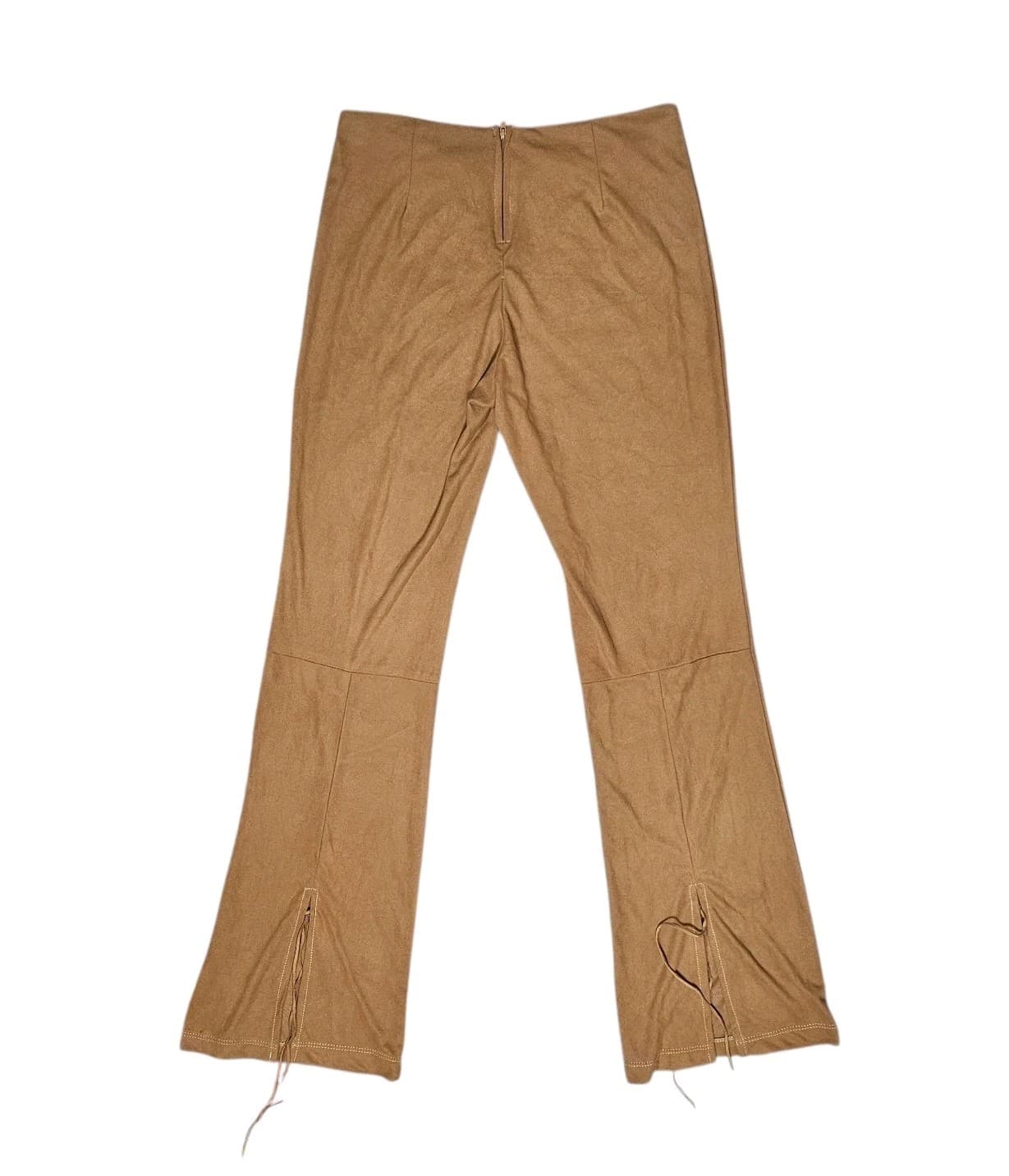 Vintage Krizzia D Tan Brown 28"X30.5" L Knit Stetch Tie Boot Flared Pants - Thumbnail 5