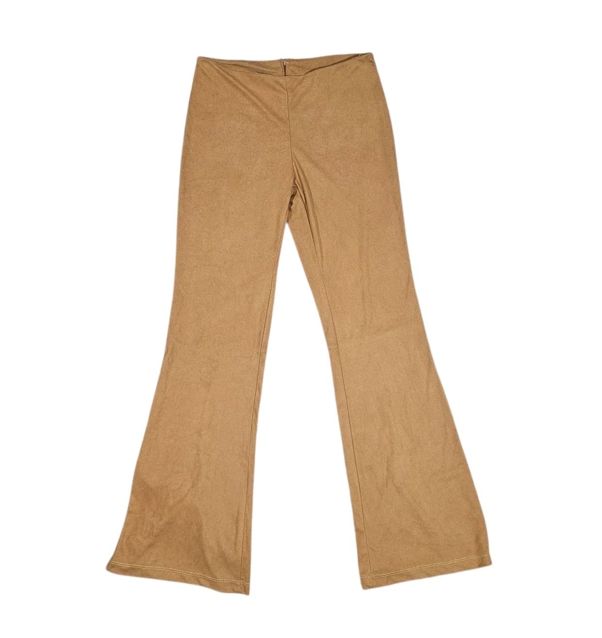 Vintage Krizzia D Tan Brown 28"X30.5" L Knit Stetch Tie Boot Flared Pants