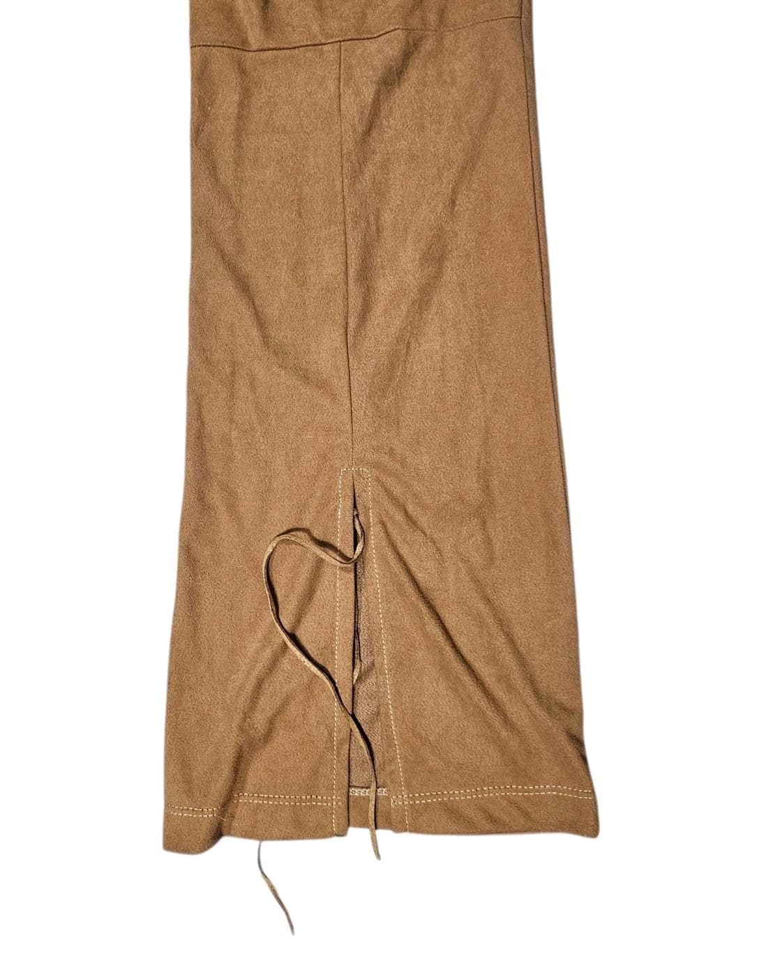 Vintage Krizzia D Tan Brown 28"X30.5" L Knit Stetch Tie Boot Flared Pants - Thumbnail 8