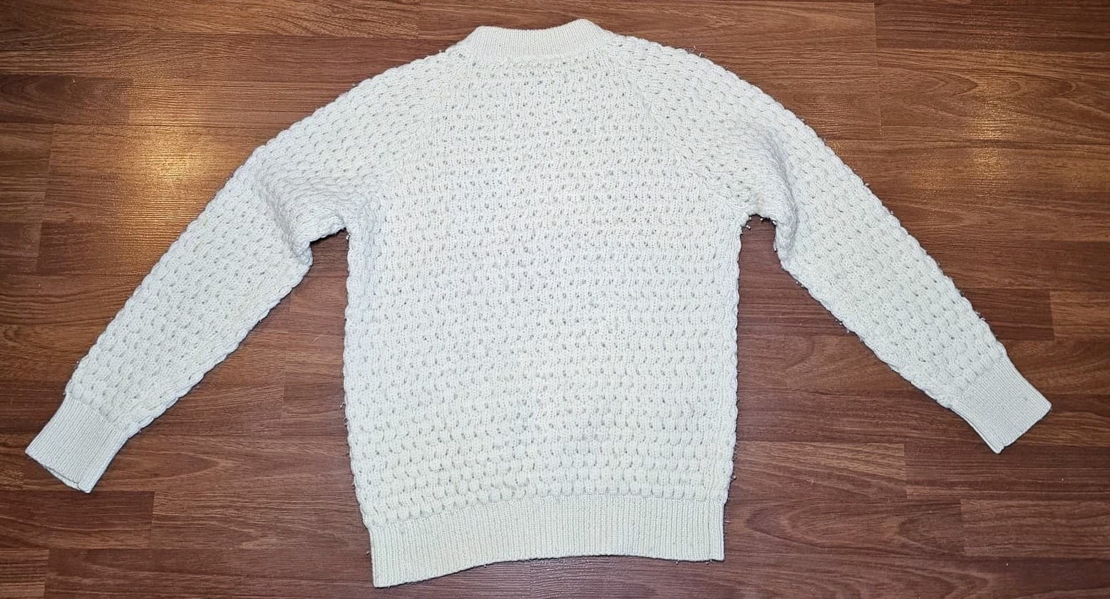 Deans Of Scotland White Cable Knit Vintage 100% Wool Sweater Size 40(m) - Thumbnail 8